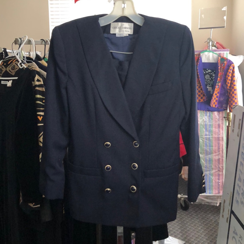 Navy two piece blazer and shirt